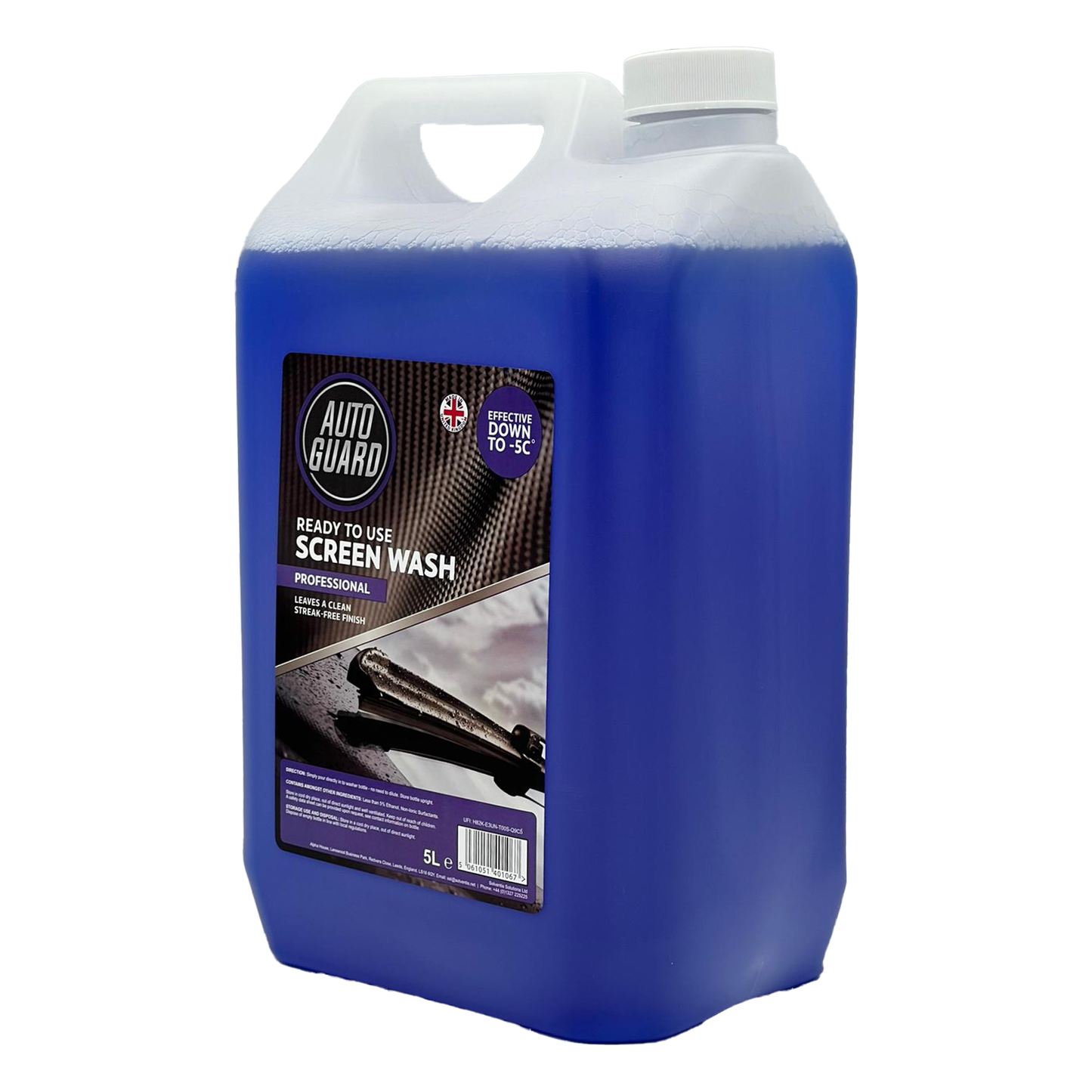 AutoGuard Screenwash Ready To Use Windscreen Cleaner Streak-Free Finish 5L
