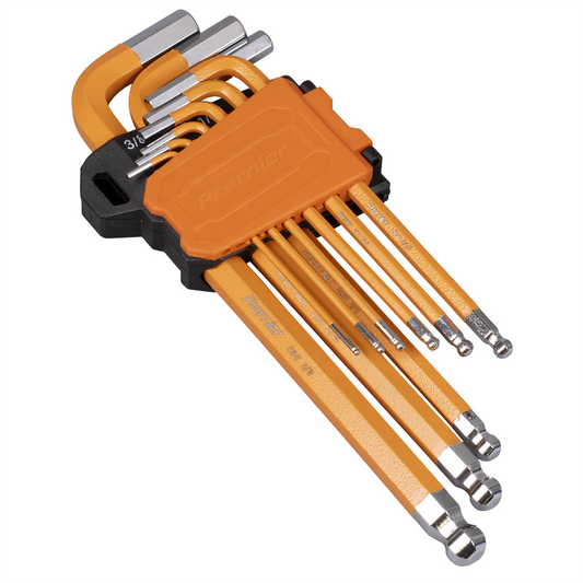 Sealey Premier Imperial Long Hex Key Set Ball End 9pc In A Storage Case AK71750