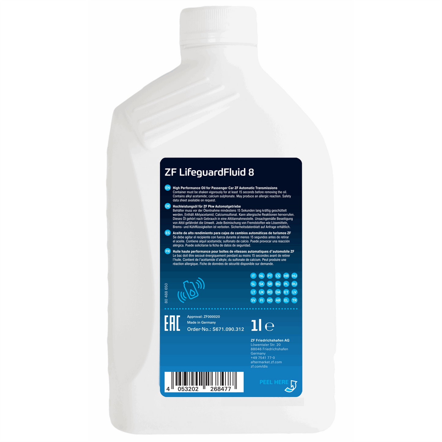 ZF Genuine Life Guard 8 Speed Automatic Transmission Fluid 8HP ATF ZF TE-ML 11 1L