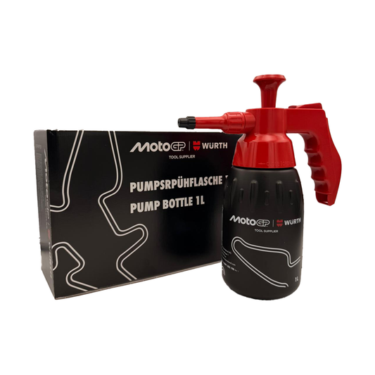 WÜRTH MotoGP 1L Pressure Sprayer Bottle – Refillable Workshop Spray Bottle with Adjustable Nozzle, Ergonomic Handle & Fluid Level Indicator