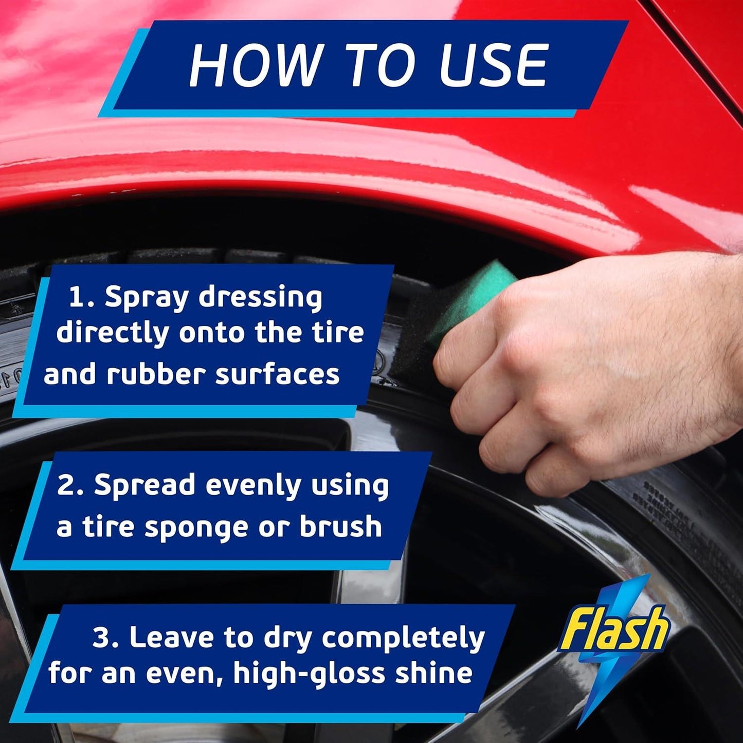 FLASH Tyre Shine Instant Dressing Spray Wet Look & Protection for Tyres 500ml