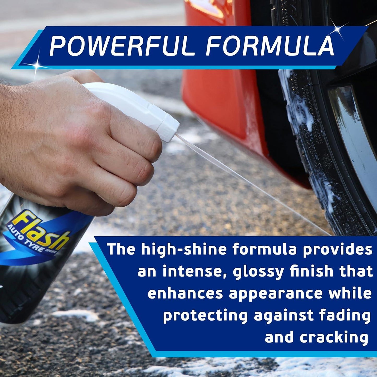 FLASH Tyre Shine Instant Dressing Spray Wet Look & Protection for Tyres 500ml