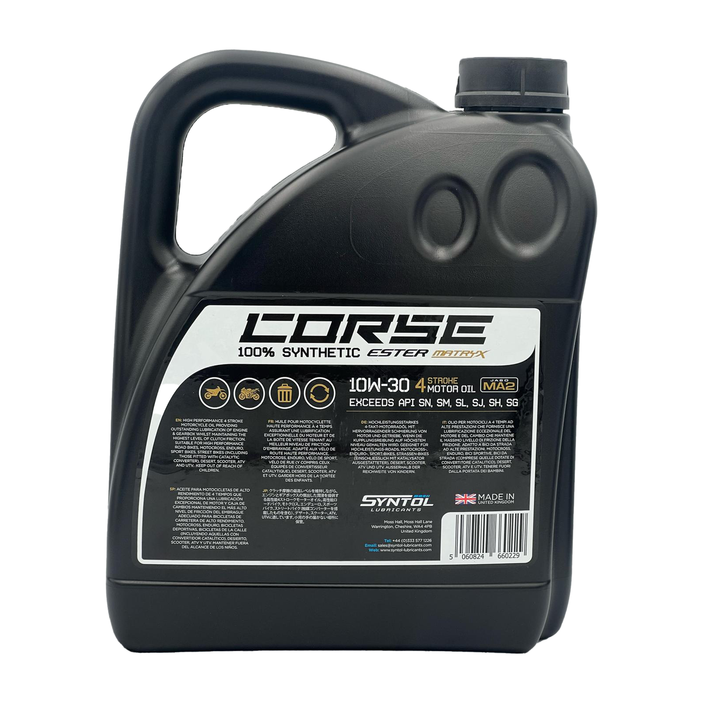 Syntol Corse 4T 10W-30 Motorcycle Fully Synthetic Engine Oil Jaso MA2/MA