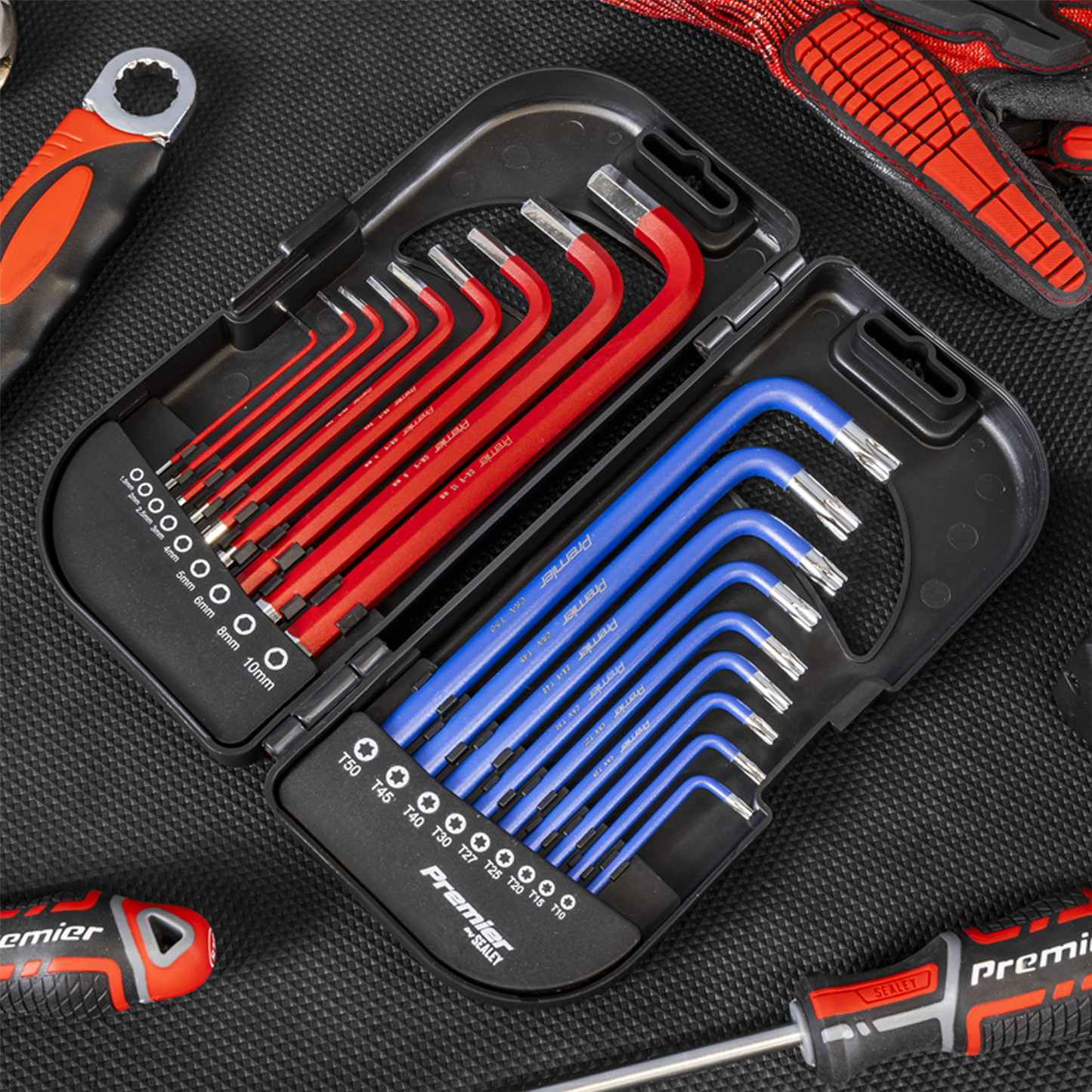 Sealey AK7176 18pc Long TRX-Star & Ball-End Hex Key Set Anti-Slip