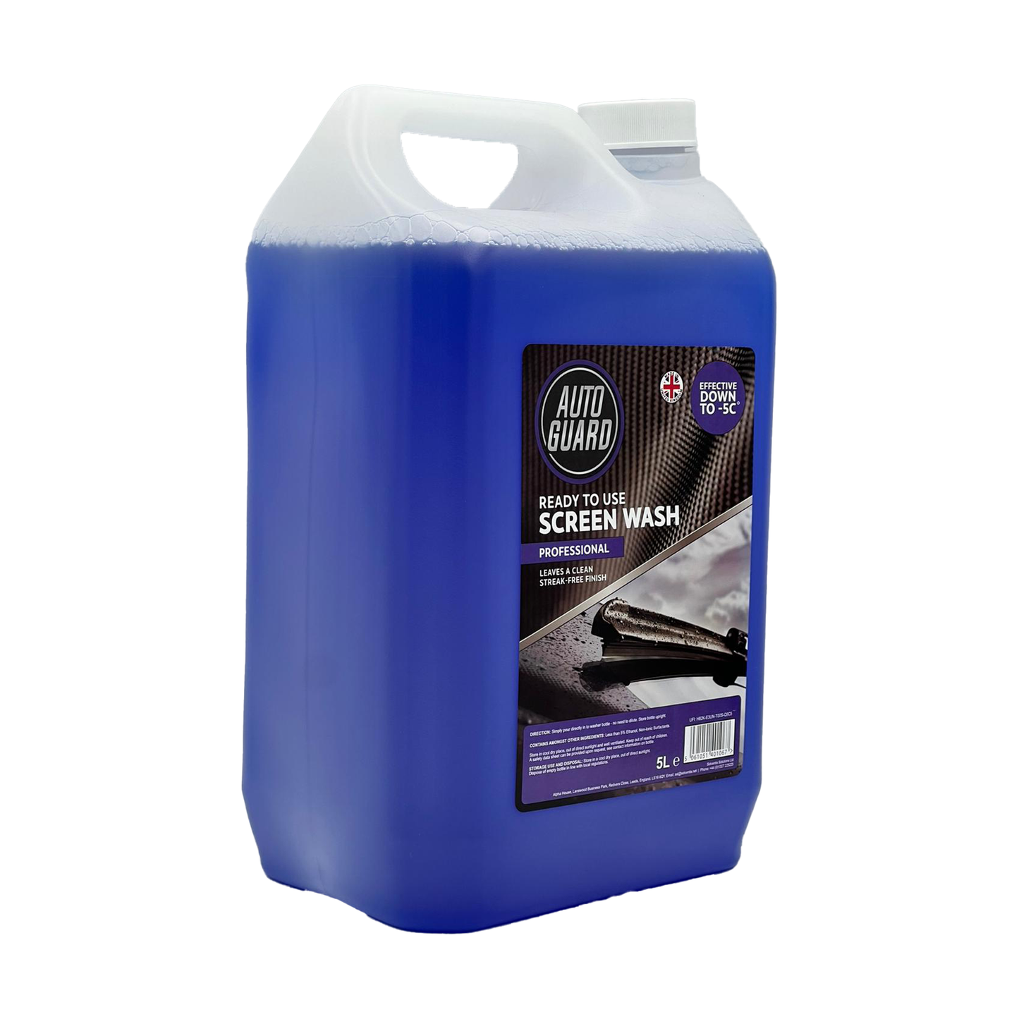 AutoGuard Screenwash Ready To Use Windscreen Cleaner Streak-Free Finish 5L