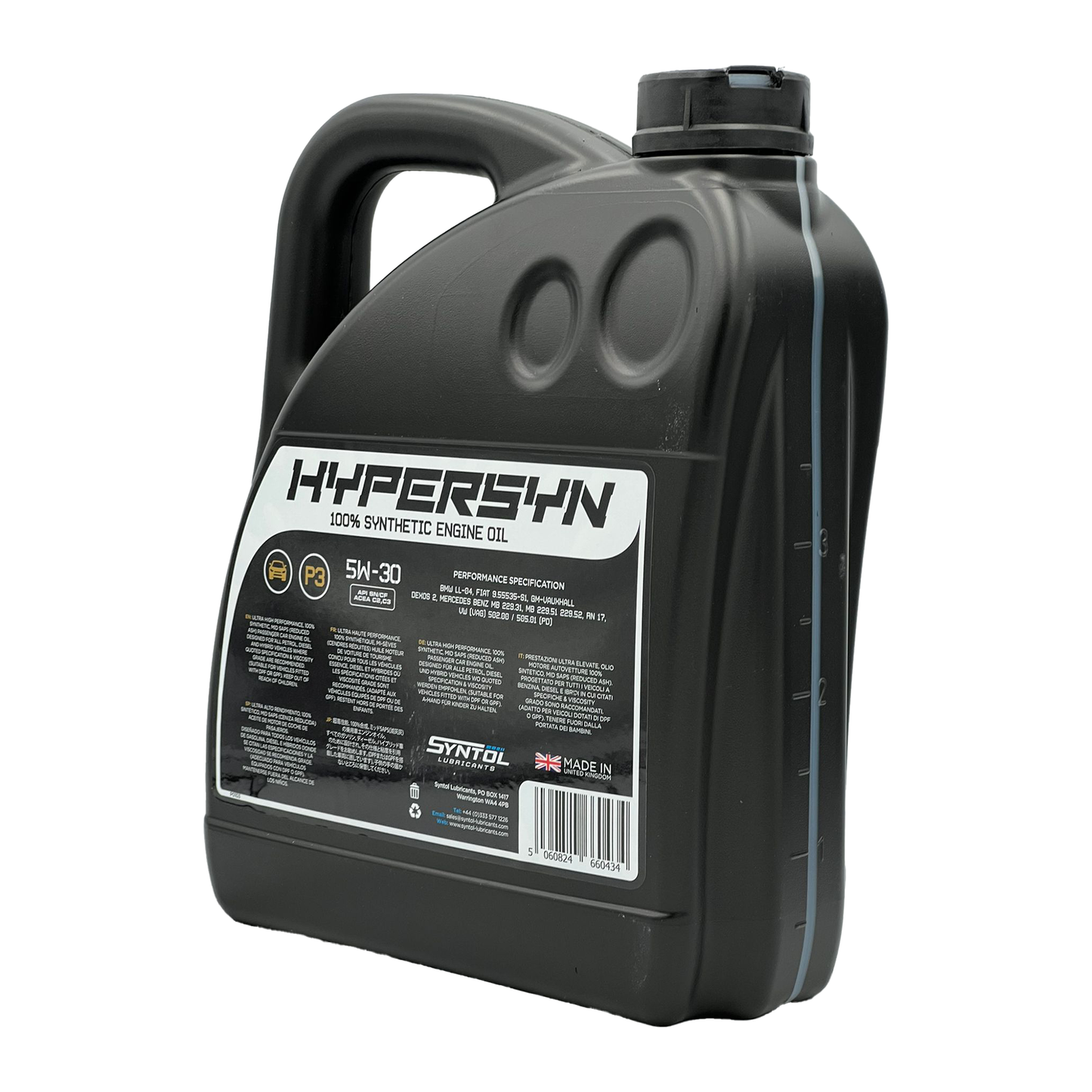 Syntol 5W-30 Fully Synthetic Engine Oil Acea C3 BMW LL-04 Dexos2 SYNTOL HYPER-SYN P3