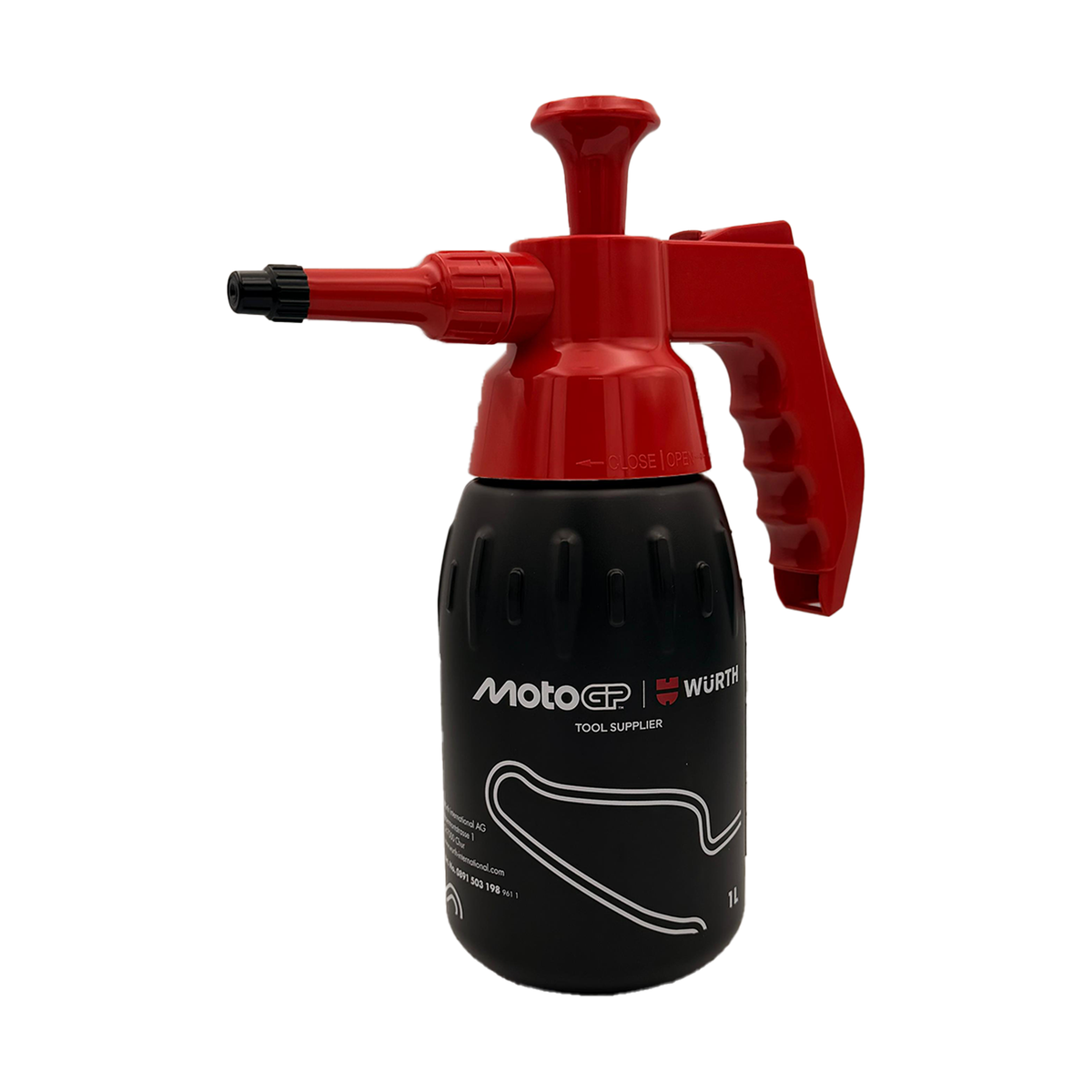 WÜRTH MotoGP 1L Pressure Sprayer Bottle – Refillable Workshop Spray Bottle with Adjustable Nozzle, Ergonomic Handle & Fluid Level Indicator
