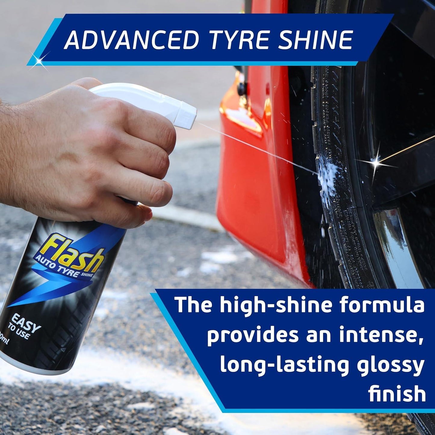 FLASH Tyre Shine Instant Dressing Spray Wet Look & Protection for Tyres 500ml