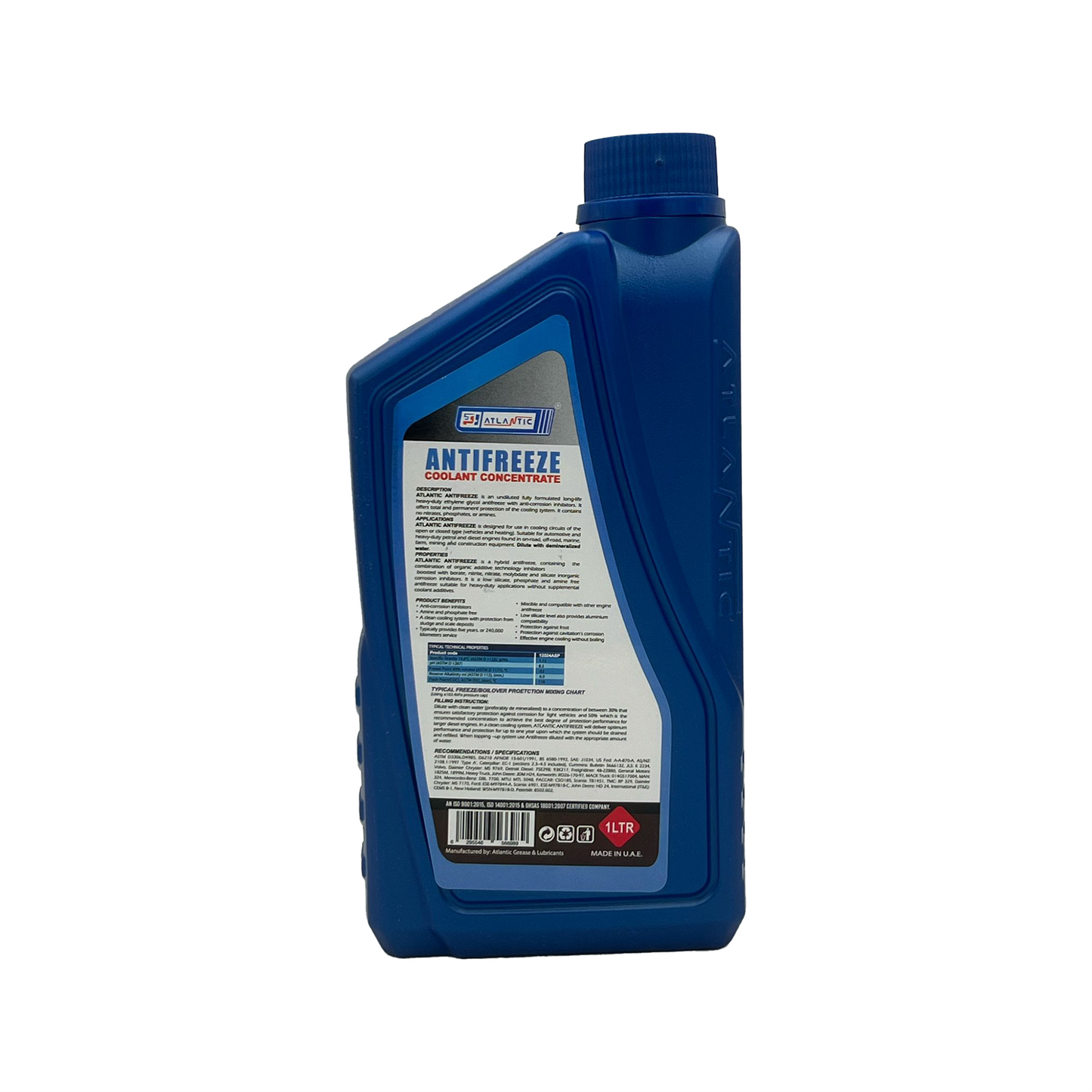 Atlantic Blue Antifreeze Coolant Concentrate HOAT Ethylene Glycol ASTM D3306 BS 6580