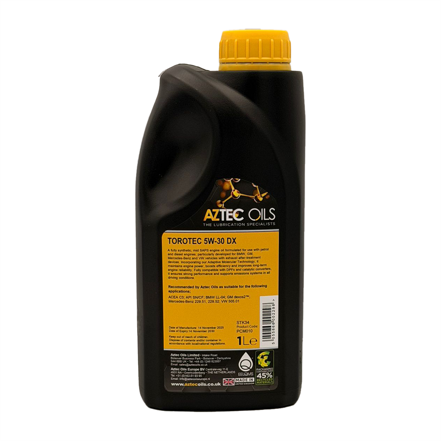 Aztec 5W-30 Fully Synthetic Engine Oil Acea C3 API SN/CF BMW LL-04 GM Dexos 2