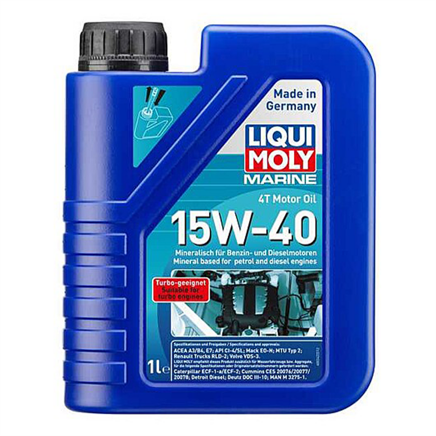 Liqui Moly 15W-40 Marine 4T Mineral Engine Oil ACEA A3/B4 E7 CI-4 SL