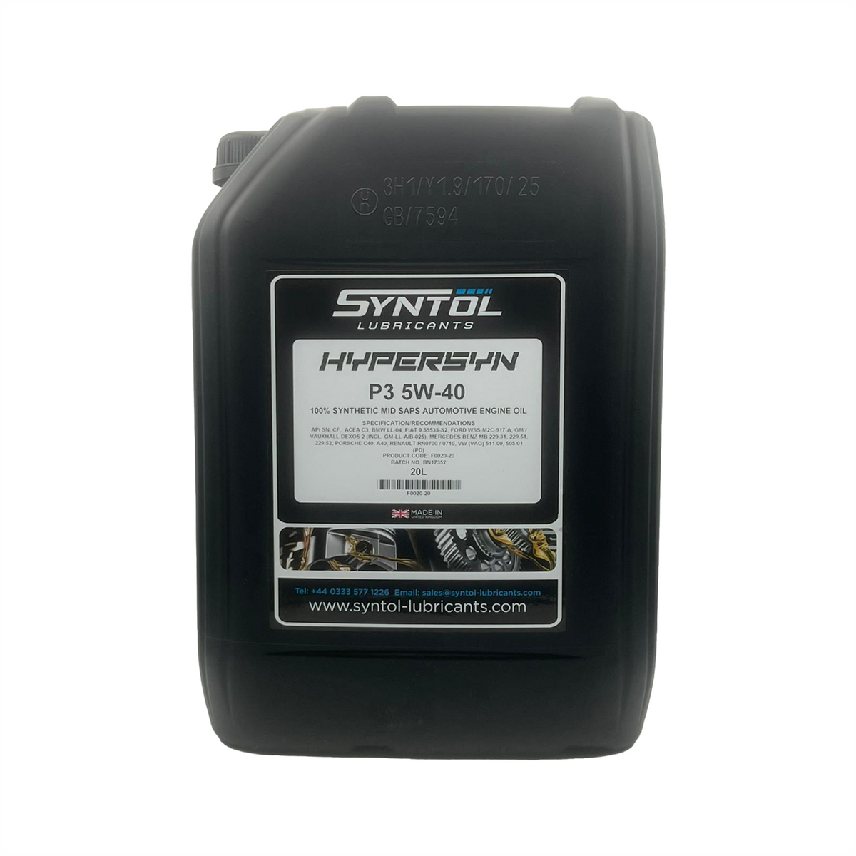 5W40 Fully Synthetic Engine Oil API SN CF ACEA C3 BMW LL-04 DEXOS 2