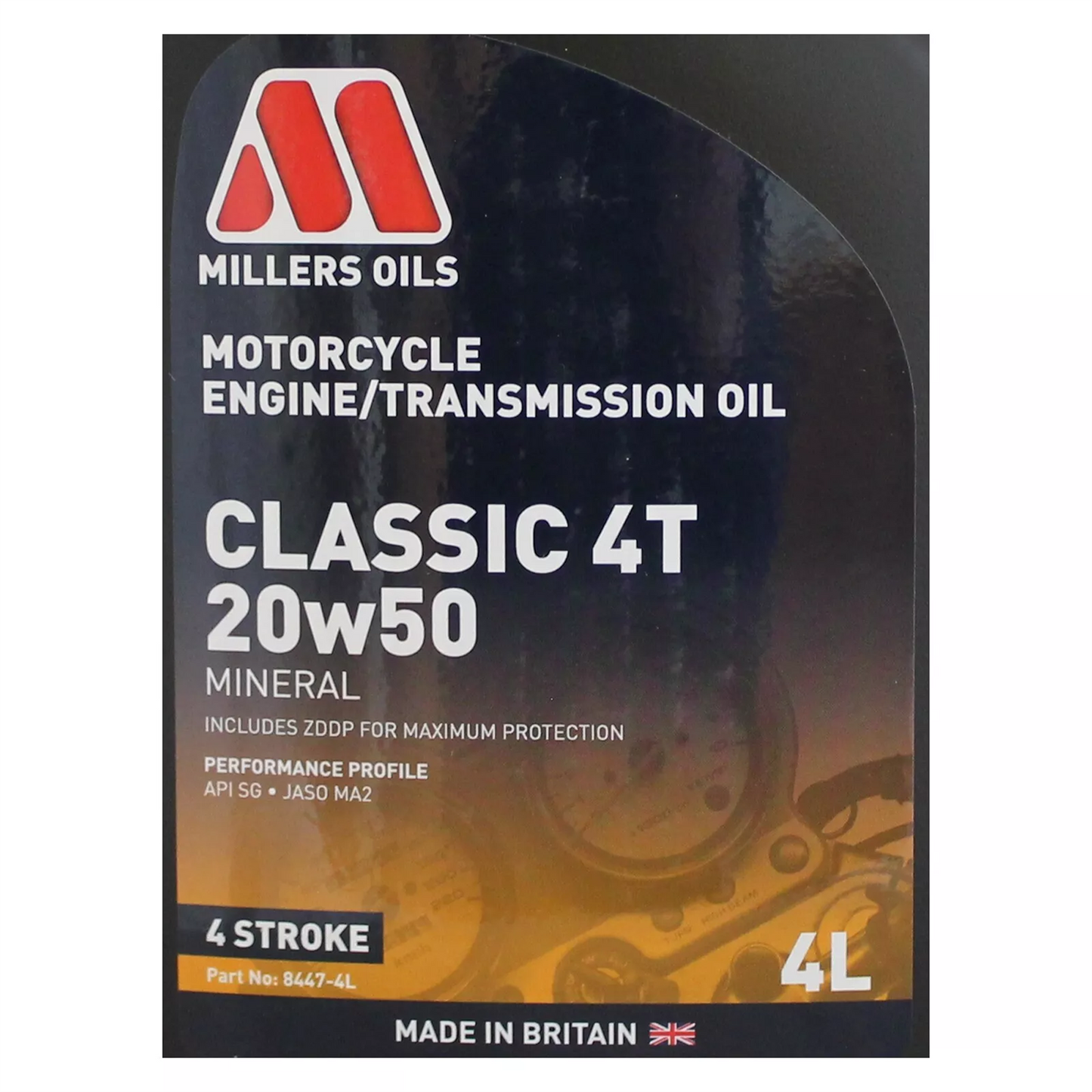 Millers Oils Classic 4T 20w-50 Mineral Motorcycle Engine Oil API SG, SF, SE