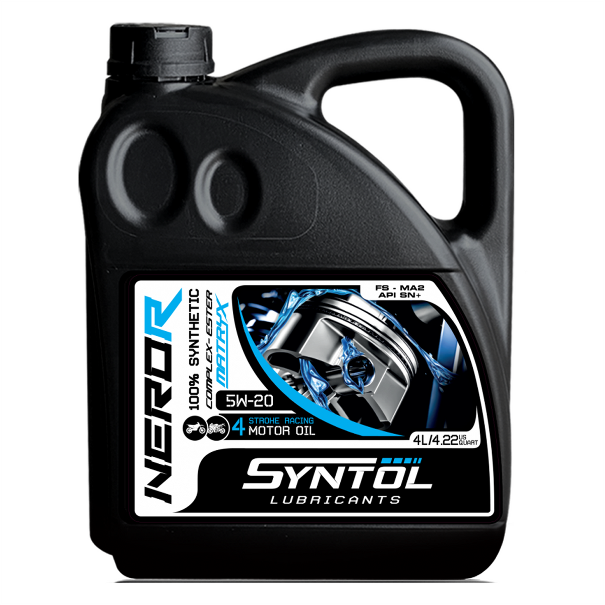 SYNTOL NERO-R 4T 5W-20 Fully Synthetic Racing Motorcycle Engine Oil JASO MA2 4L