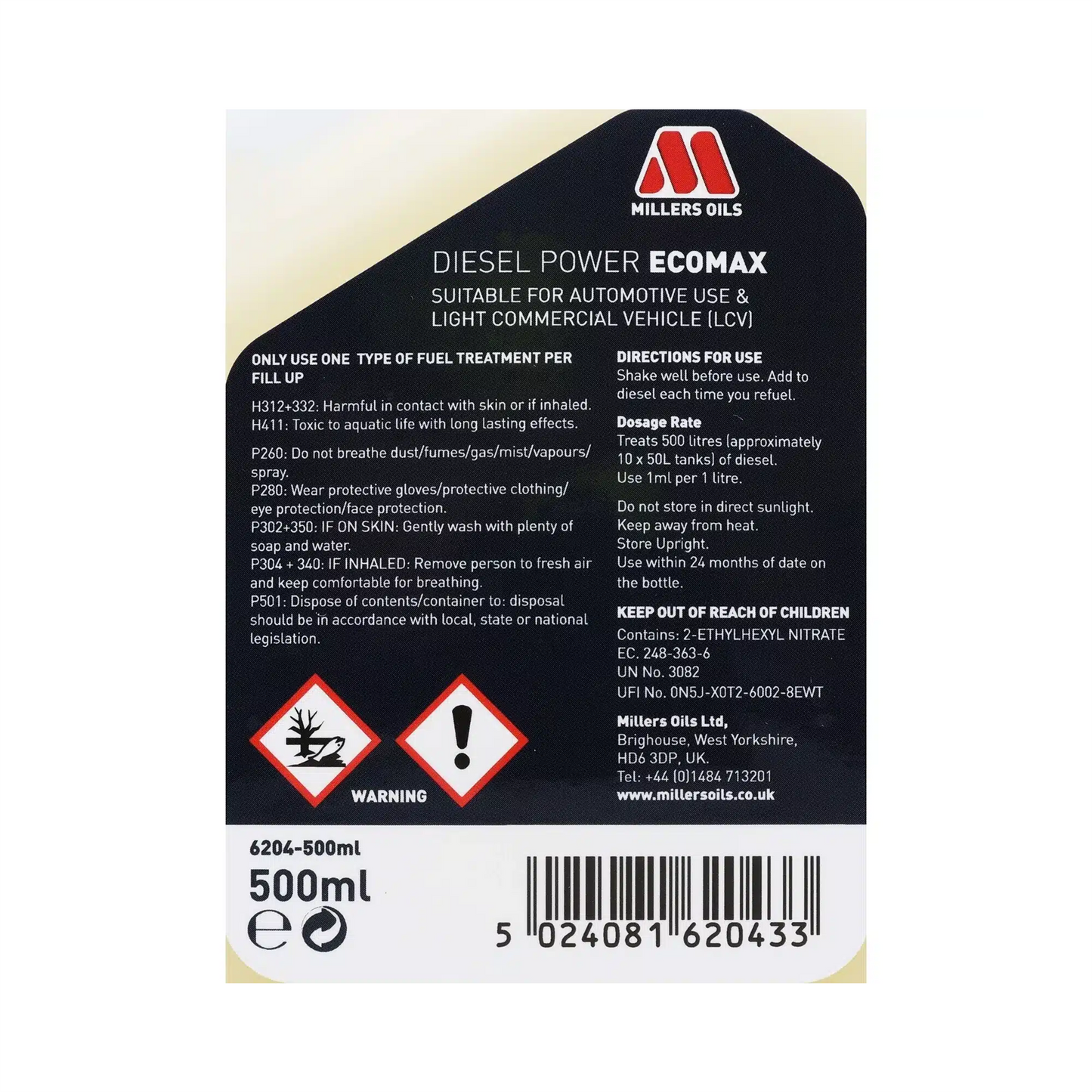 Millers Oils Diesel Power ECOMAX Fuel Additive Treatment Multishot 500ml